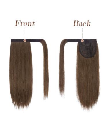 Fine Ponytail Extensions - Smooth Long Clip-In Braid Hair Extensions for Women | 35 cm Moss Brown Synthetic Hair - Buy Online on GoSupps.com