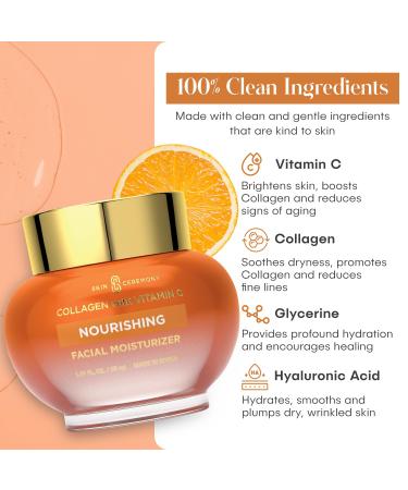 Skin Ceremony Collagen & Vitamin C Moisturizer - Brightens Skin Reduces Fine Lines & Wrinkles - Anti-Aging Dermatologist Tested Clean Beauty Korean Skin Care - 1.69 FL.OZ. - Buy Online on GoSupps.com