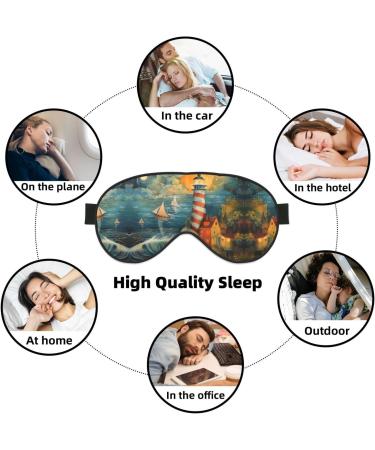 SSIMOO Seaside Lighthouse Print Eye Mask - Ultra-Soft Light-Blocking for Comfortable Sleep | International Shipping - Buy Online on GoSupps.com