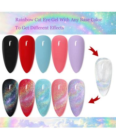 15ml/0.5fl oz Holographic 9D Cat Eye Gel Polish with Magnetic Stick - Shiny Glitter Soak Off Nail Polish for Nail Salon - Buy Online on GoSupps.com
