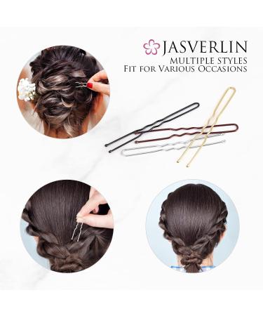 JASVERLIN U Shaped Hair Pin Silver Bun Pins for Women - 100pcs | Curly Hair Bobby Pins for Wedding & Dance - Buy Online on GoSupps.com