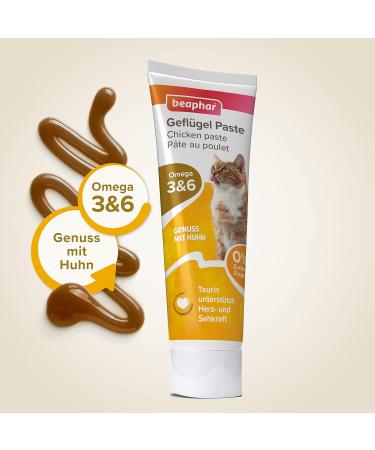 Buy Beaphar Poultry Paste for Cats | Chicken Flavor Omega 3 & 6 Taurine Boost - Grain-Free 0% Sugar 100g - Buy Online on GoSupps.com