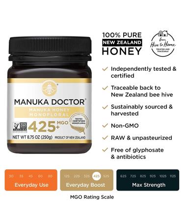 Buy Manuka Doctor Monofloral MGO 425+ Manuka Honey 8.75 oz (250g) - Pure & Natural - Buy Online on GoSupps.com