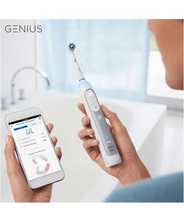 Oral-B Genius Electric Toothbrush with AI, Gifts for Women/Men, App Connected Handle, 3 Heads & Travel Case, 5 Modes, Teeth Whitening - 8000 Silver Platinum - 2 Pin UK Plug - 1 Count - Buy Online on GoSupps.com