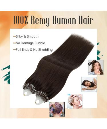 Elailite Micro Loop Hair Extensions 50g - 100 Strands Remy Human Hair - #02 Dark Brown - 20/50cm Microring Bonded Extensions - Buy Online on GoSupps.com