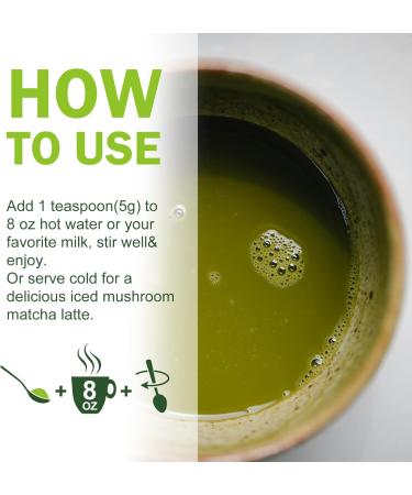 TALCUFON Mushroom Matcha 4.23Oz Japanese Ceremonial Matcha Blend 7 Superfood Mushrooms All Natural Gluten Free Taste Great Hot or Cold Matcha Latte 120G - Buy Online on GoSupps.com