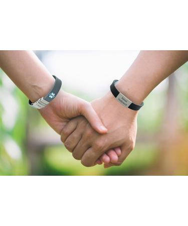 Adrenal Insufficiency Reversible Medical Alert Bracelet for Men & Women - Black/Gray | Sport/Slim Design - Buy Online on GoSupps.com