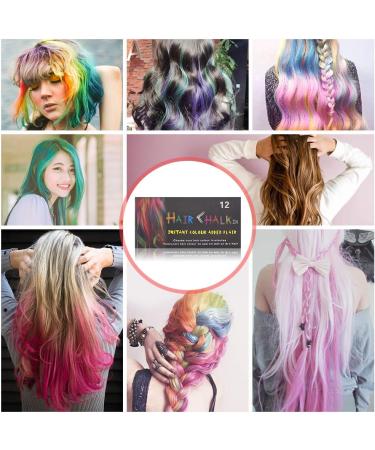 Hair Chalk Hair Chalk Set Temporary Hair Colour Temporary Hair Chalk-Washable Hair Color Safe For Kids And Teen Great Birthday Christmas Gifts for Girls & Boys 12 Bright Colors - Buy Online on GoSupps.com
