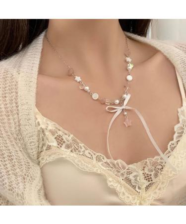 OralGos Elegant Silk Ribbon Necklace - Handmade Crystal Beads Choker Jewelry for Women | International Shipping - Buy Online on GoSupps.com
