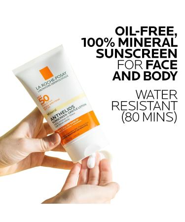 La Roche-Posay Anthelios Mineral Sunscreen SPF 50 | Gentle Face & Body Lotion with Zinc Oxide & Titanium Dioxide | Oil-Free Formula - Buy Online on GoSupps.com