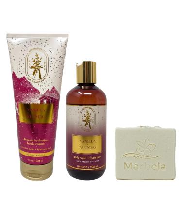 Bath & Body Works Aromatherapy Vanilla Nutmeg - Ultimate Hydration Body Cream Body Wash + Foam Bath with a Natural Oats Soap