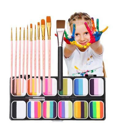 Veeteah Adult Face Paint Palette - Rainbow Palette - 12 Colors - Veeteah Washable Professional Body Art Palette