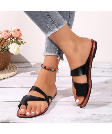 EEUK Orthopedic Women's Dressy Summer Sandals - Comfortable Flat Leather Slippers in Black - 42 EU - Buy Online on GoSupps.com
