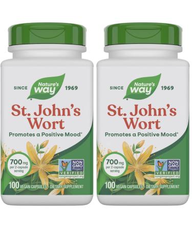 Nature's Way Premium St. John s Wort Herb Promotes Positive Outlook* 700 mg per Serving 100 Vegan Capsules (Pack of 2) 1 Count (Pack of 2)