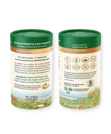 DelighTeas Liver Detox Tea Bags - USDA Organic Ayurvedic Stomach Relief | Eco-Conscious Pyramid Bags | Caffeine Free & Vegan | 16 Tea Bags - Buy Online on GoSupps.com