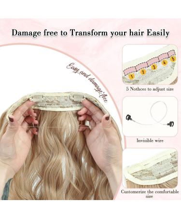 Invisible Wire Hair Extensions - Natural Wavy Synthetic Hair, Adjustable Size, Long Curly Secret Hair Piece - 20inch Golden Blonde - Buy Online on GoSupps.com