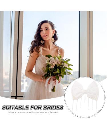 POPETPOP Bridal Satin Bow Tassel Hair Clip Bow Hair Pin Women Hair Accessories Women Hair Decorations Hair Barrettes Bow Hairpins Bow Barrettes Tiara Headgear Bride Bow Tie Fabric White - Buy Online on GoSupps.com