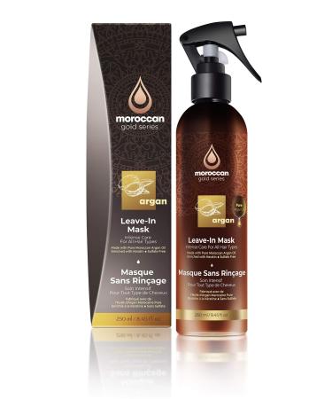 Moroccan Gold Series Leave-In Hair Mask – Argan Oil Hair Mask Enriched with Keratin – Nourishing and Gently Detangling Leave In Conditioner Spray For Curly Frizzy or Damaged Hair, 8.4oz 8.4 Fl Oz (Pack of 1)