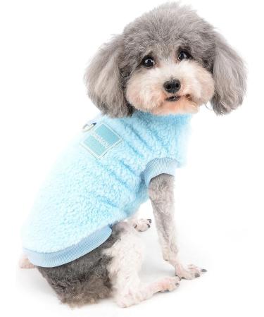 Zunea Fleece Winter Jacket for Small Dogs | Warm & Cozy Pet Coat with D-Ring for Chihuahua & Cats | Soft Fuzzy Blue Sweater for Cold Weather - Buy Online on GoSupps.com