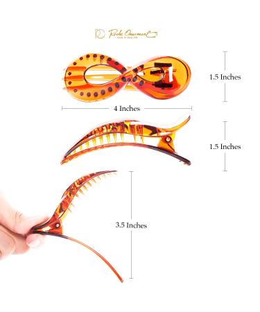 RC Roche Ornament 6 Pcs Womens Infinity Side Slide Jaw Claw Clamp Barrettes - Medium Brown (Pack of 6) - Buy Online on GoSupps.com