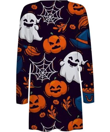 ToddlBy Halloween Costumes Buttonless Floral Print Medium Length Thin Cardigan Casual Cardigan Loose Knit Cardigan Dark Blue Small - Buy Online on GoSupps.com