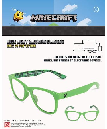 Kids Minecraft Blue Light Blocking Glasses with Case | Gaming Eyewear for Boys Age 2-10 (Green/Black) - Buy Online on GoSupps.com