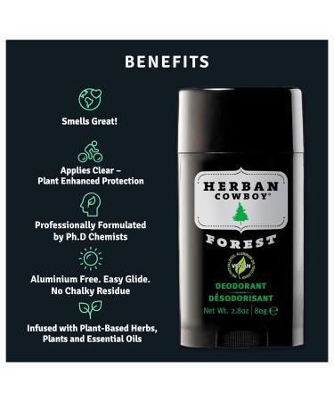 Herban Cowboy Forest Deodorant 2.8oz - Pack of 2 | Long-lasting Protection - Buy Online on GoSupps.com