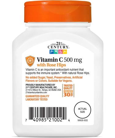 21st Century Vitamin C with Rose Hips 500 mg - 110 Tablets for Immune Support - Buy Online on GoSupps.com