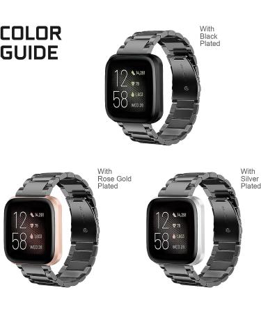 Fintie Metal Band for Fitbit Versa 2/Lite - Black Stainless Steel Bracelet - Buy Online on GoSupps.com