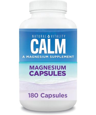 Natural Vitality Calm Magnesium Glycinate Capsules with Lavender & Lemon Balm 180 Vegetarian Capsules