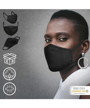 JAGO Washable Facial Mask | 2-Layer Cotton Masks for Men & Women | Filter Compartment | Available in Sets of 2 4 8 10 | Everyday Fabric Masks - Black - Buy Online on GoSupps.com