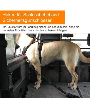 Adjustable Dog Seat Belt - 2-Piece 3-in-1 Reflective Bungee Car Harness for All Breeds | Universal Fit Buckle Hook (Black) - Buy Online on GoSupps.com