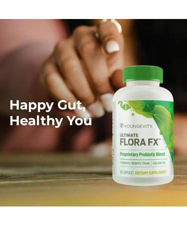 Youngevity Ultimate Flora FX Prebiotic and Probiotic Supplement Supports Digestive Health and Gut Microbiome 4 Billion CFU Glucono Delta Lactone 60 Vegetarian Capsules 60 Count (Pack of 1) - Buy Online on GoSupps.com