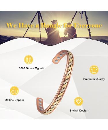 Shop Copper Magnetic Bracelet for Women - Arthritis Relief Adjustable Pure Copper Three-Color Gold Braid Jewelry - Buy Online on GoSupps.com