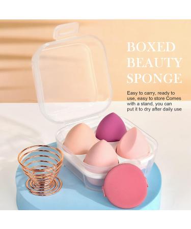 AUAUY 6 Pcs Makeup Sponges Blender Set 4 Pcs Professional Beauty Sponge Foundation Blending Blender with 1 Powder Puff 1 Sponge Holder Case Multi-colored Makeup Sponges for Cream Liquid and Powder 4pcs-Pink - Buy Online on GoSupps.com