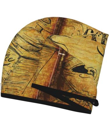 Hair Towel Wrap - Quick Drying Hair Turban with Button | Coffee Vintage Style - Buy Online on GoSupps.com