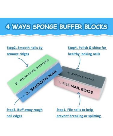 ExceLife 6 Pcs Nail Buffer Block 4 Way Mini Nail File Sanding Sponge Shine Grinding Polishing Manicure Tool for Salon Nail Art DIY - Buy Online on GoSupps.com