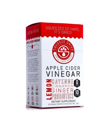 Squeeze Dried Apple Cider Vinegar Powder Sticks with Probiotics, Natural Detox Powder, Pocket Packs to Take on the Go, 30 Single-Serve Sticks Apple Cider Vinegar (30 Pack) 30 Count (Pack of 1)