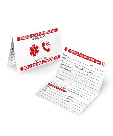 Emergency Information Wallet Cards (5 Pack) Bi-Folding High Gloss Cardstock Exterior
