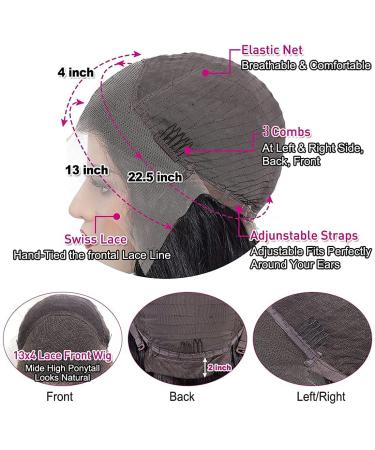 28 Brazilian Virgin Human Hair Lace Front Wig - Straight 13x4 HD Lace Frontal Wig for Black Women - Pre-Plucked with Baby Hair - 150% Density - Buy Online on GoSupps.com