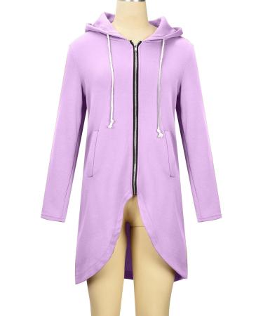 Yihaojia Hoodies for Women Fleece Zip Up Long Winter Jacket Irregular Hem Oversized Sweatshirt Fall Clothing Trendy 2024 Purple#79 Large - Buy Online on GoSupps.com