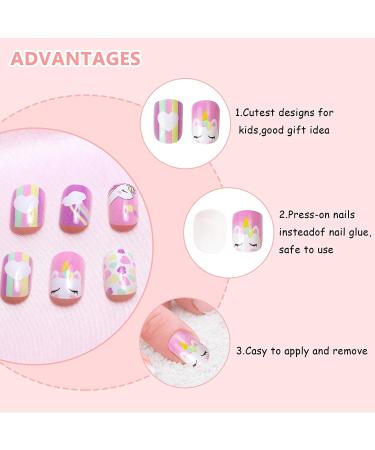 48 Pcs Girls Press On Nails Set - Cute Children Gift Nail Art Decoration (Girl Theme) - Buy Online on GoSupps.com