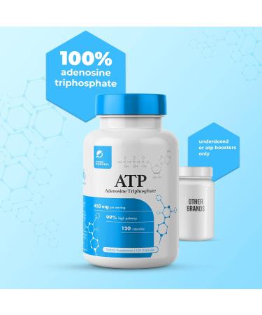 ATP Capsules - Boost Energy & Endurance - 120 Capsules of Adenosine Triphosphate Disodium - 400mg per Serving - International Shipping Available - Buy Online on GoSupps.com