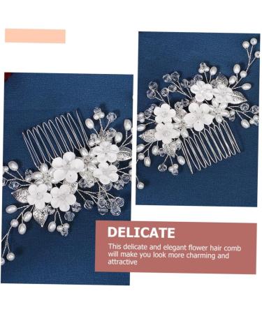 Beatifufu Bridal Headwear Crystal Hair Decor Pearl Headpiece Flower Headdress Pearl Trim Hair Accessories Reusable Headdress Party Supply Metal Ceramic Flower Bride Wedding Supplies Girl - Buy Online on GoSupps.com