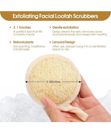 6 Pack Exfoliating Loofah Sponge Pads - 100% Natural Luffa Body and Facial Scrub - Men and Women - Bath Spa and Shower - Personal Care - 3.15 inches - Buy Online on GoSupps.com