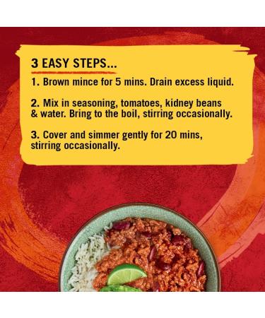 McCormick Schwartz Chilli Con Carne Recipe Mix 41 G Serves 4 Pack of 12 Hot and spicy rich Mexican flavor with fiery chillies earthy cumin dried garlic and onion powder - Buy Online on GoSupps.com