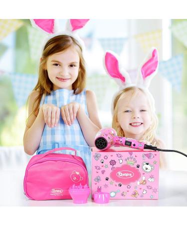 Deogra 1000W Children's Hair Dryer Pink - Portable Mini Hair Dryer for Kids with UK Plug, Dual Voltage for Travel, Includes Concentrator and Diffuser Nozzle - Buy Online on GoSupps.com