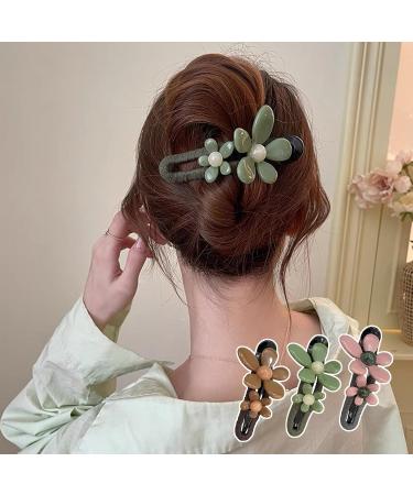Retro Flower Duckbill Straight Clips Cute Matte Flat Hair Claw Clips Flower Flat Hair Clips Non-Slip Cute Duck Billed Flat Claw Clips Decorative Hair Clips for Thin Thick Hair(MIX-6PCS) - Buy Online on GoSupps.com