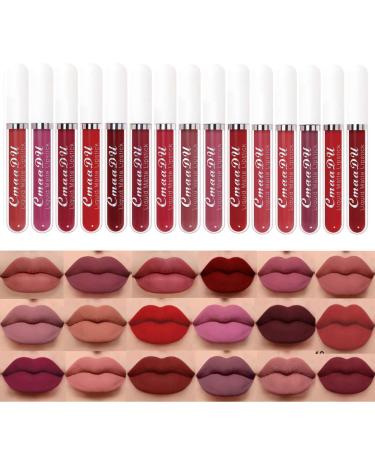 18PCS Matte Liquid Lipstick Set,Dark Red Matte Lipstick Lip Stain Long Lasting 24 Waterproof Lip Gloss Gift Set,Lipstick Sets for Women