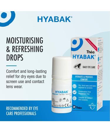 6 x Hyabak Eye Drops - Moisturising & Refreshing Drops | Gentle and Long-Lasting Relief from Long Screen Use & Contact Lens Wearers | Preservative-Free | Pack of 6 x 10ml (1800 Drops) - Buy Online on GoSupps.com